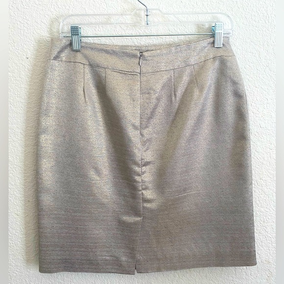 LOFT Champagne Gold Metallic Shimmer Mini Skirt Size 4 Small - Picture 2 of 5